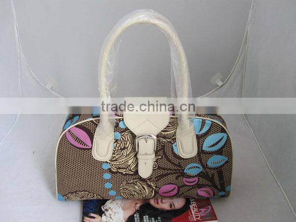 African printed wax fabric and leather bag