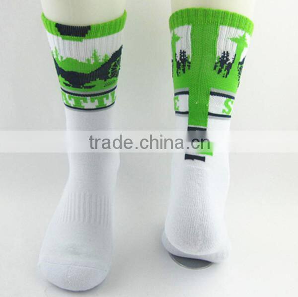 Wholesale custom happy women white terry socks