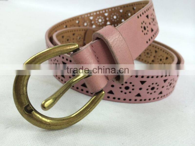 women's burned perforated jeans garment belt for trousers