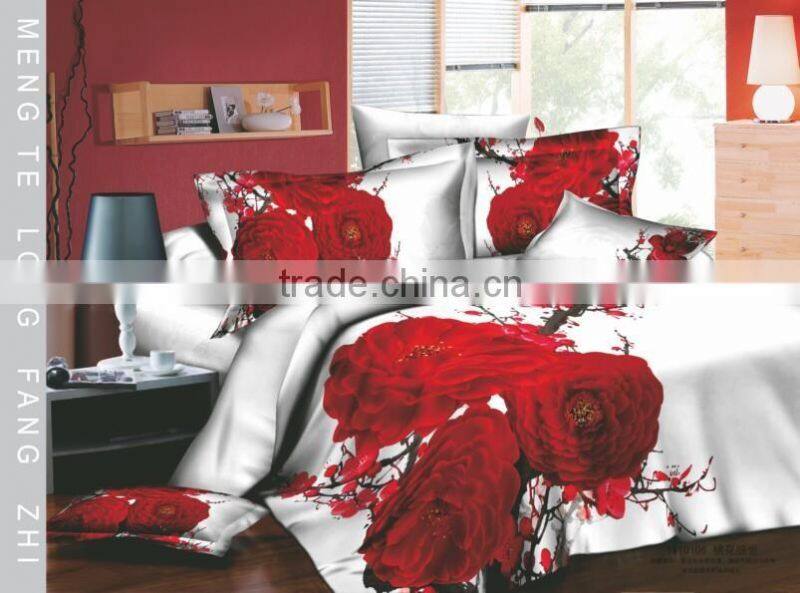 100% COTTON 3D REACTIVE PRINT DESIGN REACTIVE PRINT DUVET COVER PILLOWCASES BEDDING SET BLACK BACKGROUND FLOWERAL BED SET