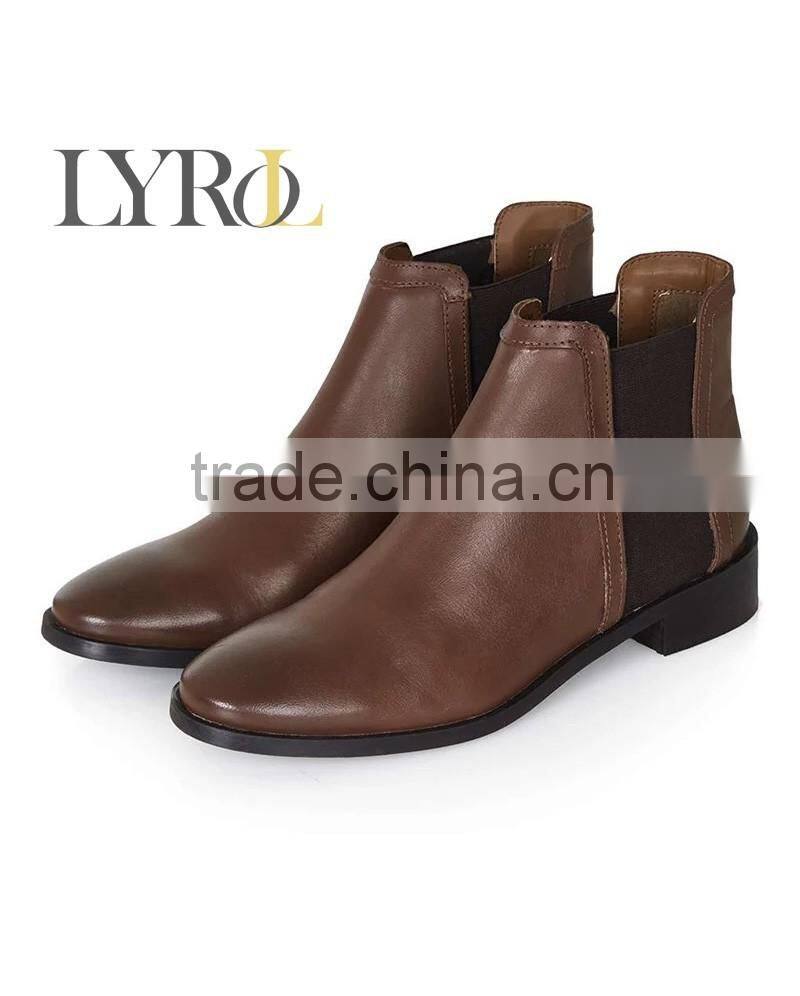 2016 top hot fashion high quality camel color pu upper chelsea style women ladies boots
