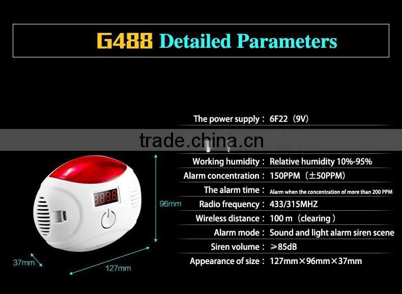 The latest 315/433MHz wireless Carbon Monoxide gas leak sensor CO detector alarm