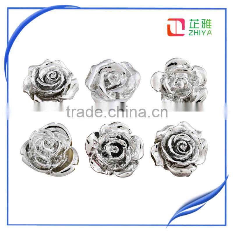 wholesale zhiya Resin flower jewelry silver plated gifts silver plating resin craft accessary