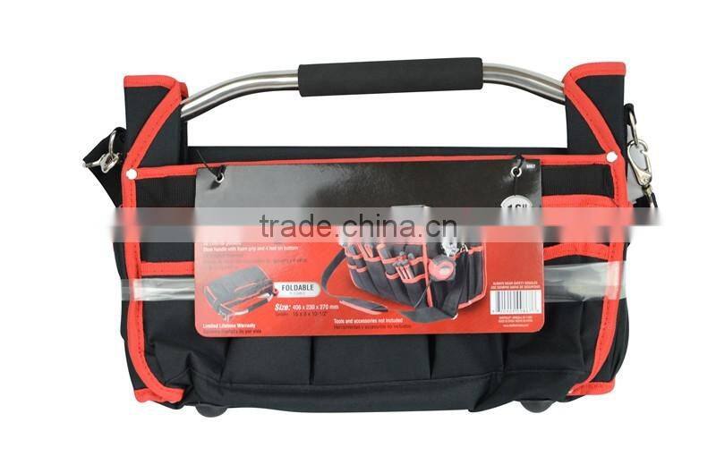 16" 600D polyester steel handle waterproof Folding tool bag OEM ODM