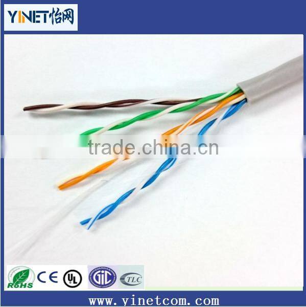 Premium low price CAT5e Lan Network cable UTP Solid bare copper 24 awg 305m- Grey