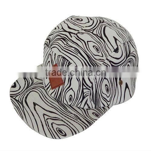 leather patch leather strap zebra 5 panel cotton hat
