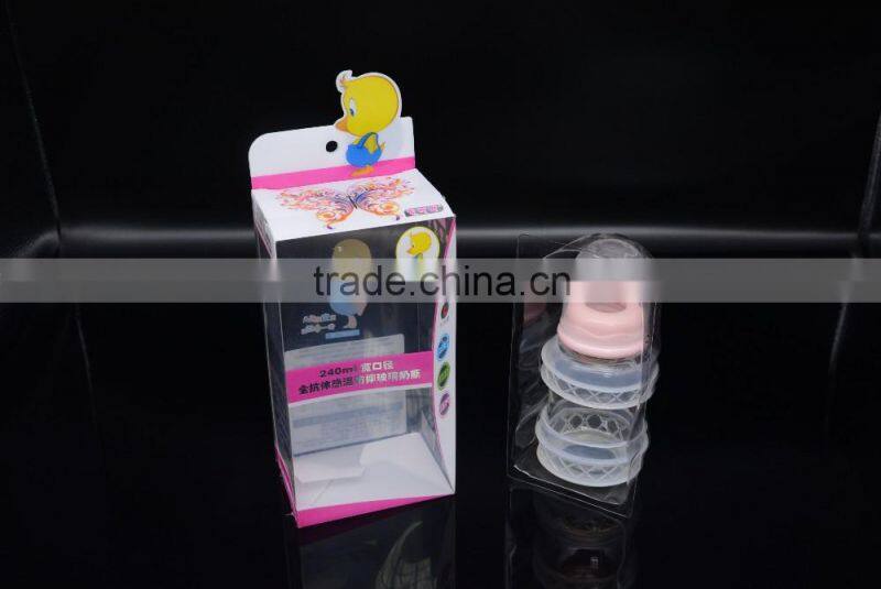 customized printed plastic folding storage packaging box with insert and clear window for sweet bottle