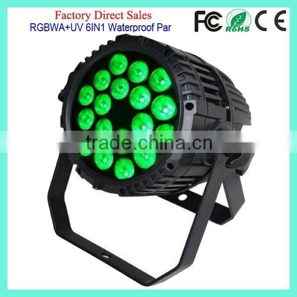 18*18Watt Blizzard Light DMX Wash Tough Par Hexa IP65 Rated 18*18W RGBWAUV 6IN1 Outdoor Rainproof Waterproof LED Par Can Light