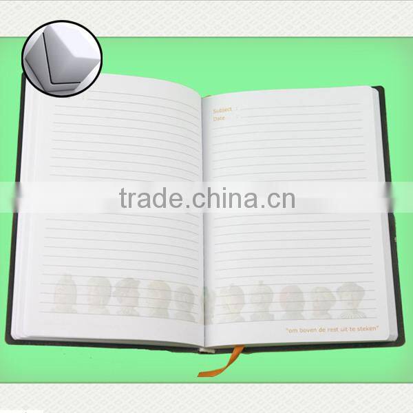 custom PU Hard cover note book with Rubberband in 100 leaves in cream paper with square printed