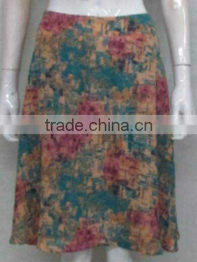 Pretty Steps fashion high quality custom print cotton chambray combination skirt color pencil skirt blocked