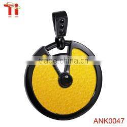 Genuine stingray leather and stainless steel hidden camera pendant fancy pendant designs for girls, big stone pendant design