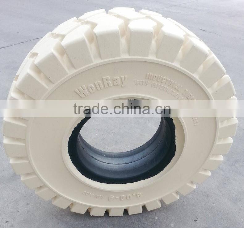 600-9 white color rubber non-marking solid tire made in china
