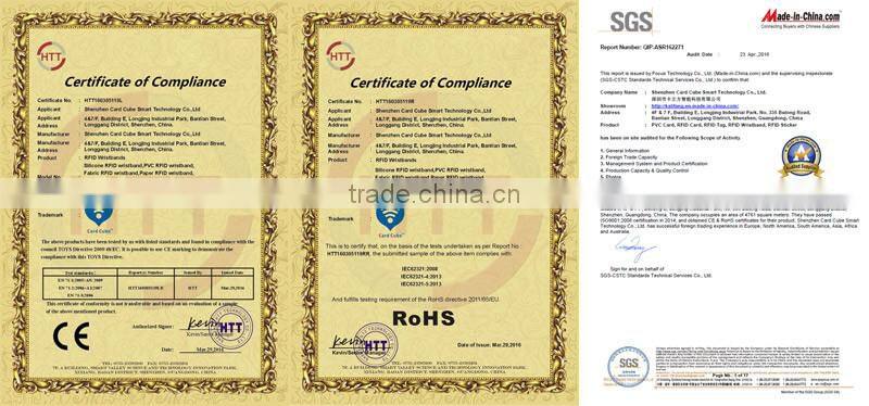 China suppiler Round NTAG216 Chip RFID PVC Wristband