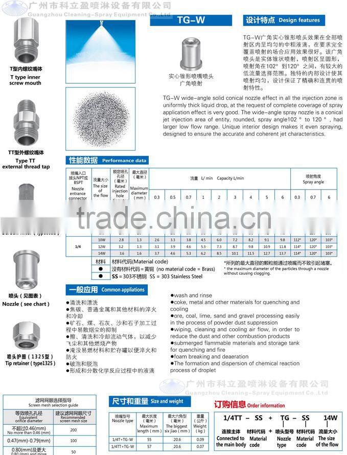 TG uni jet full cone spray nozzle