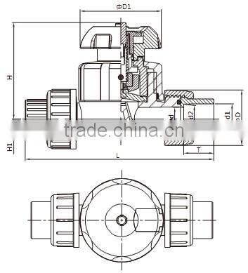 Union type diaphragm valves DIN PN16 (ANSI SCH 80)/UPVC Union type diaphragm valves