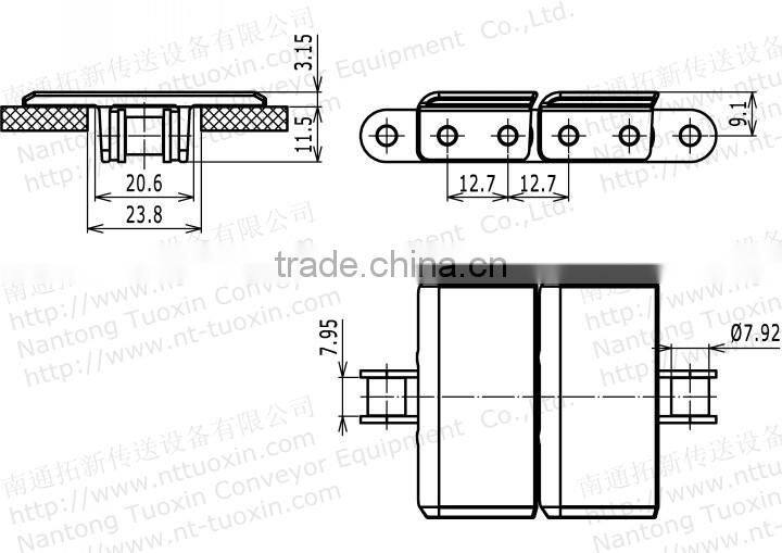 843 Straight Run Plastic Top Plate Chain