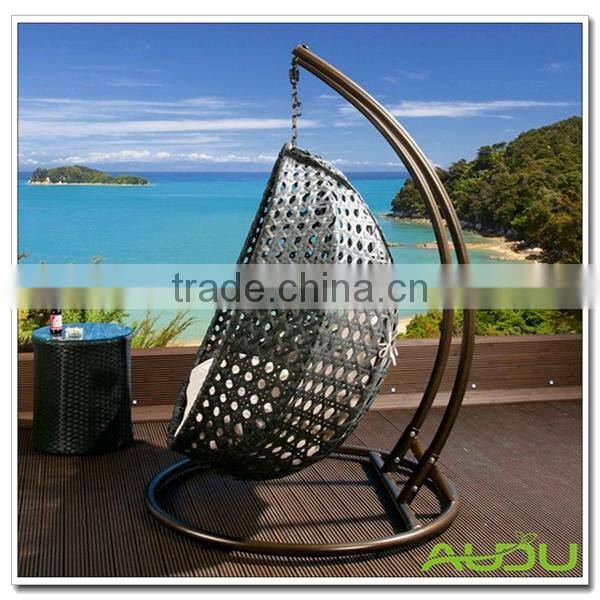 Handmade Black Resin Wicker Hanging Double Hammock