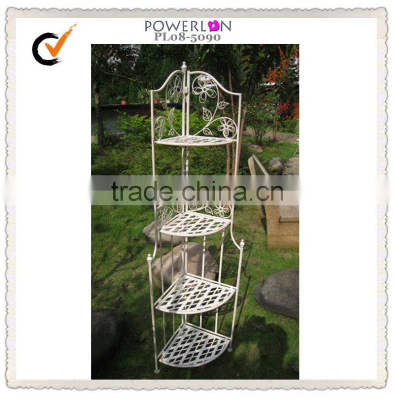 4-tier metal living room corner shelf