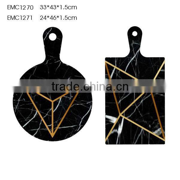 Gold line decorative Black marble cutting board set