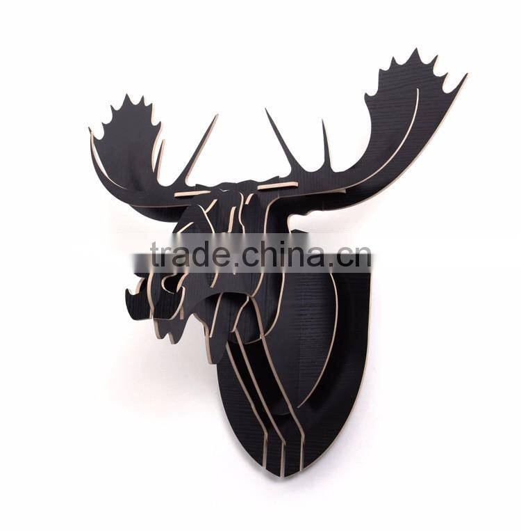 indoor wall mounted wooden deer head decoration
