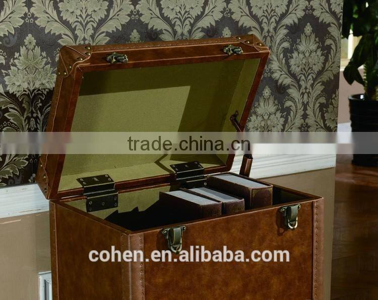 2016 Hot sale high quality China supplier handcraft high end retro vintage storage wine cabinet covered by top grain leather