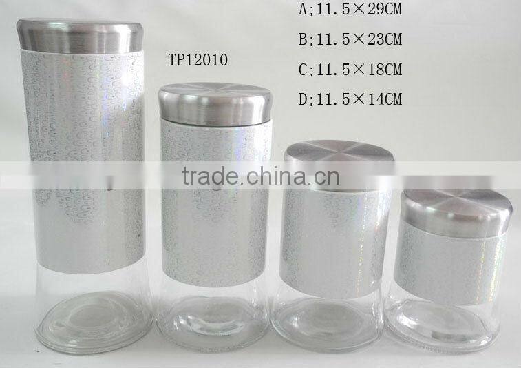 cylinder stainless steel coating wholesale glass chocolate tea coffee jars