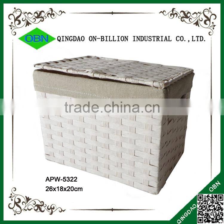 Decorative hand woven paper rope brown laundry hamper with lid