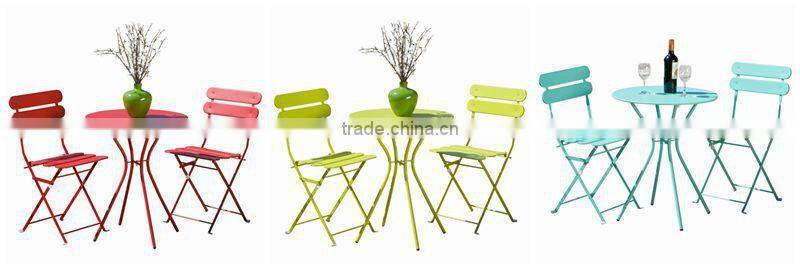 3 Piece Bistro Set Folding Patio Table and Chairs, Blue