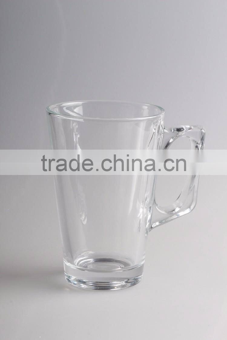 Custom logo printed clear cheap 16oz glass coffee mugs wholesale