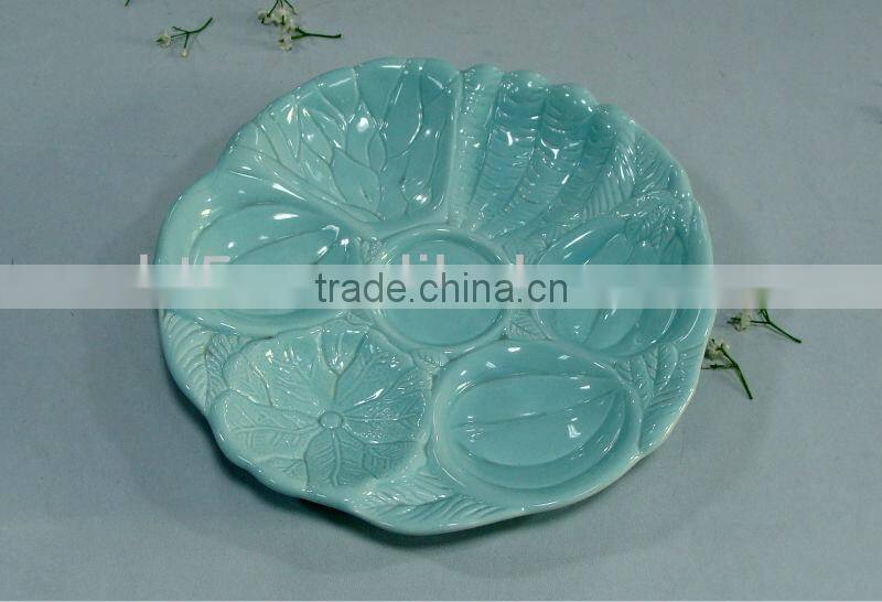 orange color Xmas ceramic square divided plate