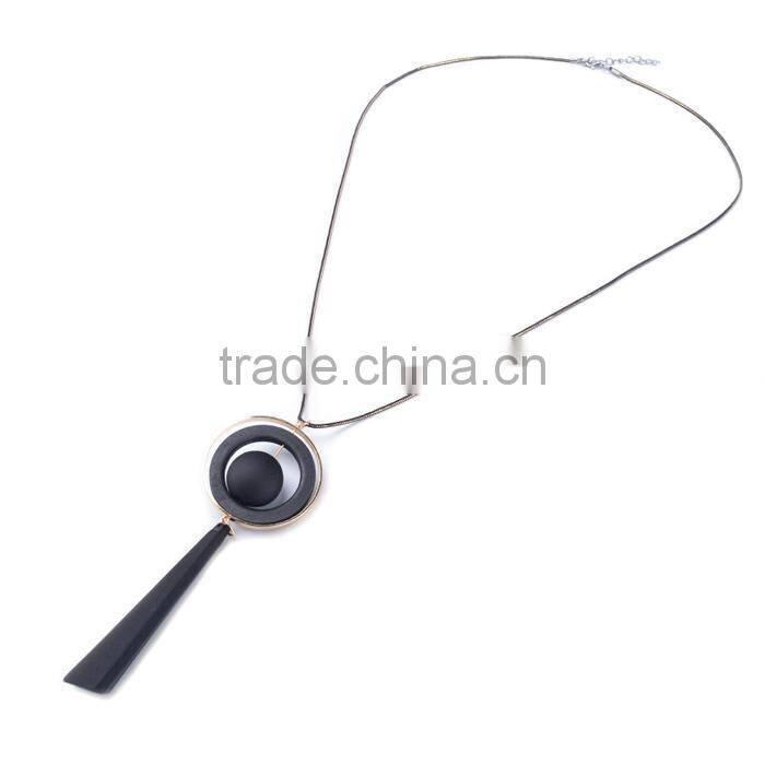 chunky bead ball wood hoop gold hoop rubber strip pendant necklace long geometric necklace