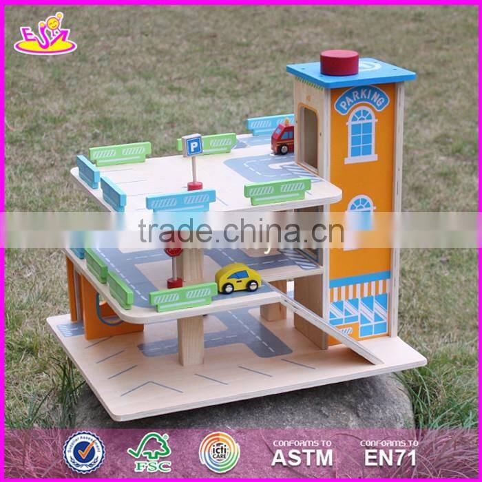 2017 new products children funny wooden parking garage toy W04B049