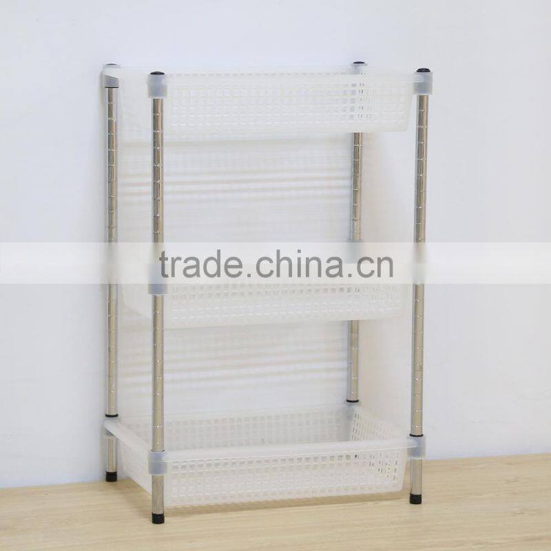 hot sale!! EU and USA fashionable model 3 layer wire shelving/rack/shelf with plastic layer