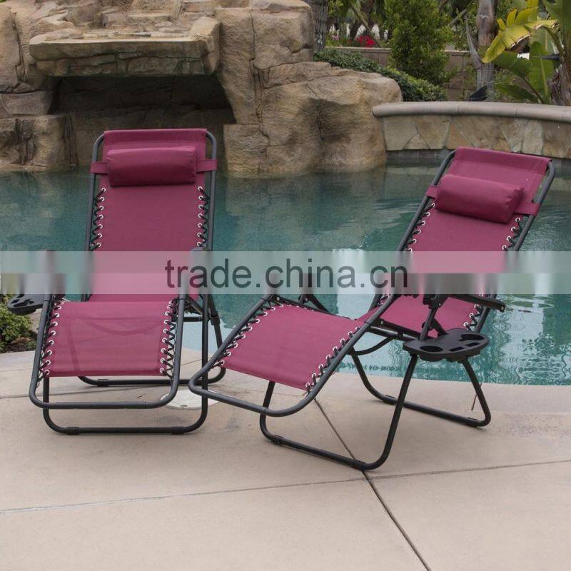 2 Pack Burgundy Folding Infinity Zero Gravity Chair with Cup Holder
