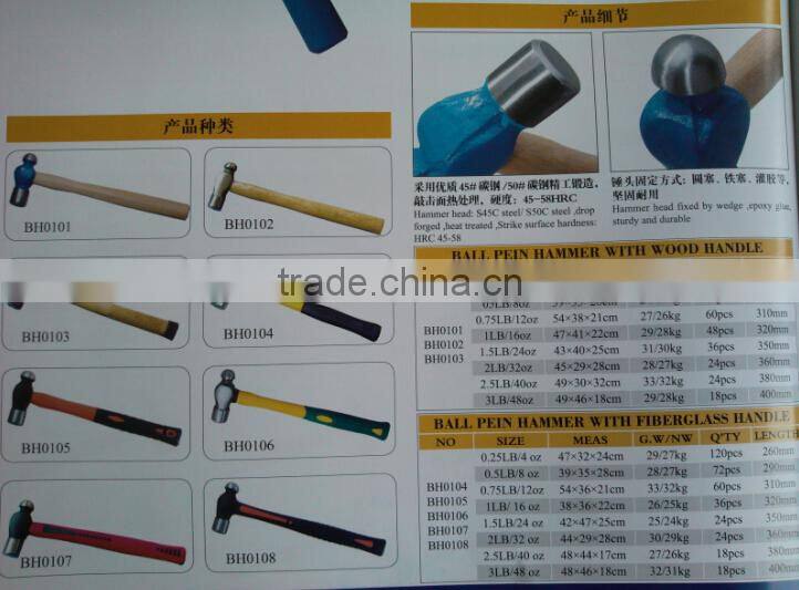 Superior Quality Polished Ball Pein Hammer With Wood Handle