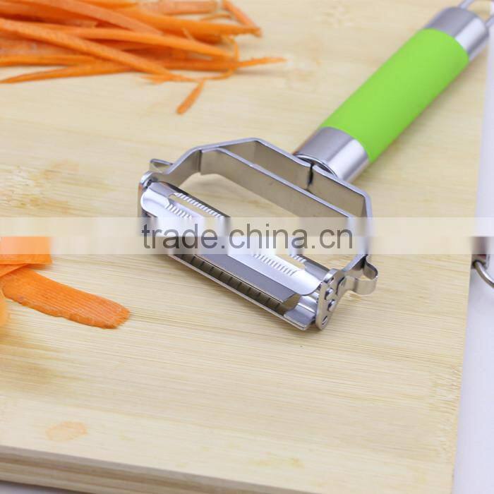 Hot Sale Two Blades Green Rubber Handle Peeler