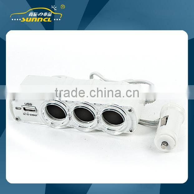 2 Way Car Cigarette Lighter Adapter Outlets with Double USB for iPhone , Tablet