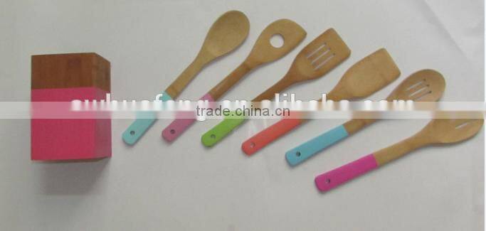 new design color bamboo dinner set with 6pcs/colorful flatware set