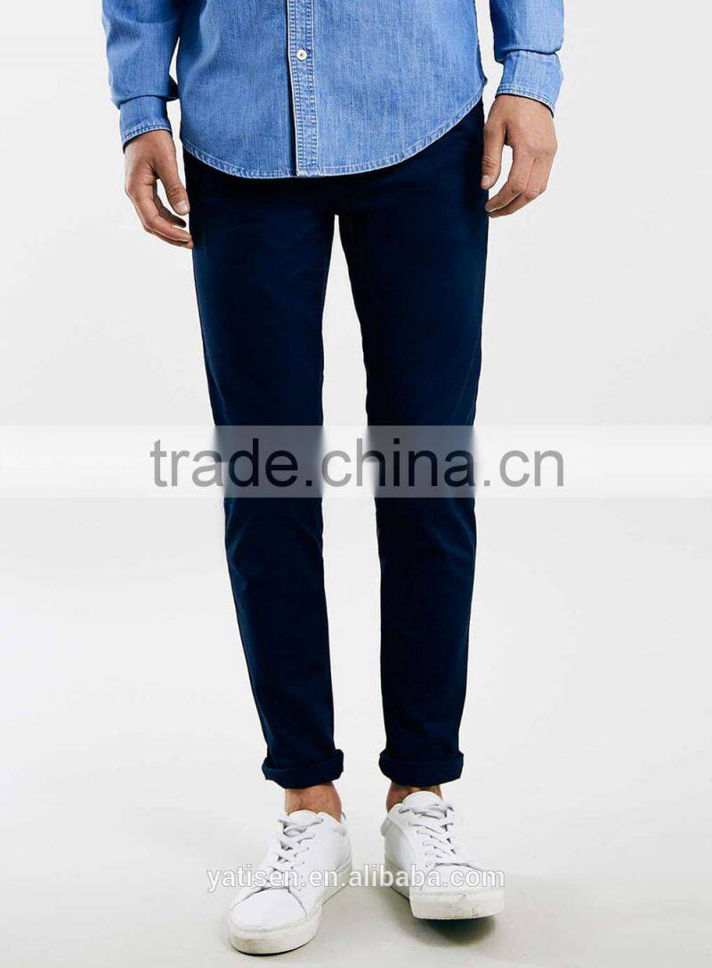 Indigo Stretch Skinny Chinos pants for male latest design cotton mens cheap chino casual pants