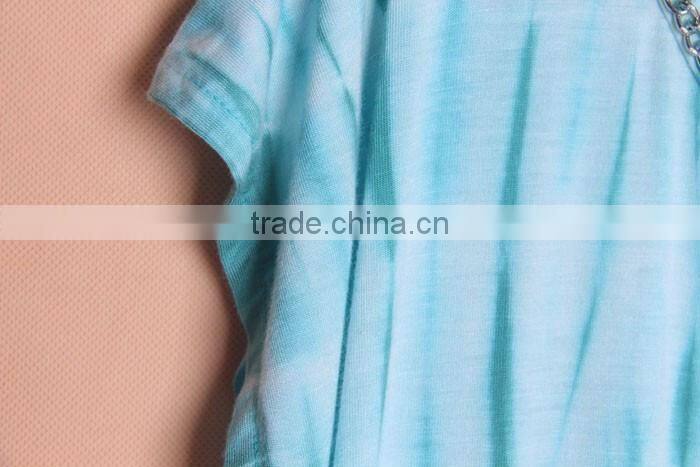 tie dye t-shirt for women, tie dye blouse with metal decoration