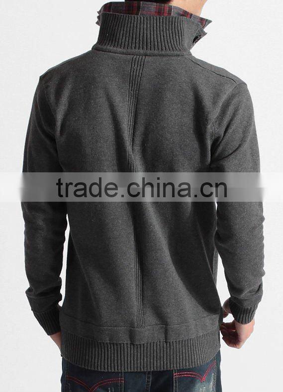 latest men's knitted double collar sweater