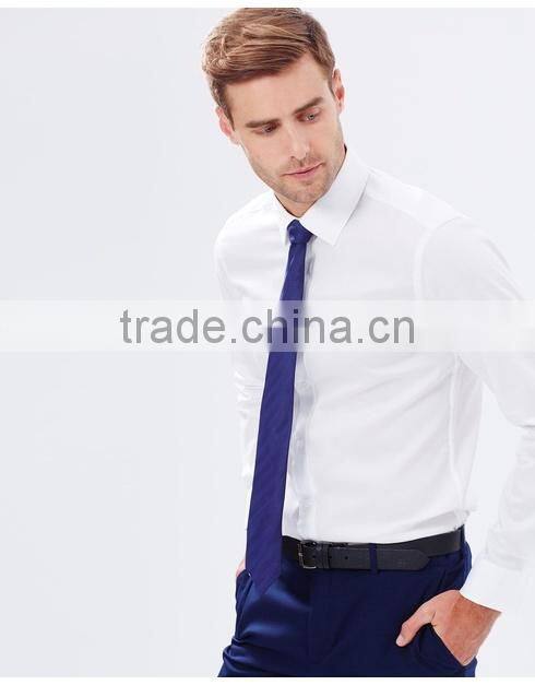 Hot selling plain white office business men's uniform shirt with tie