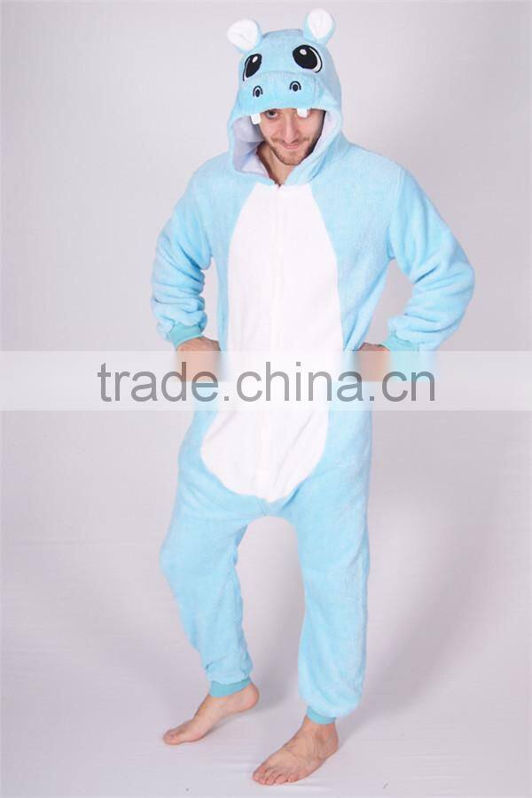 Custom printed adult men mascot animal hippo party costume