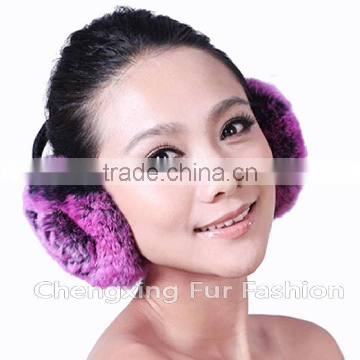 CX-EM-03P Women Funny Genuine Rex Rabbit Fur Floral Ear Muff