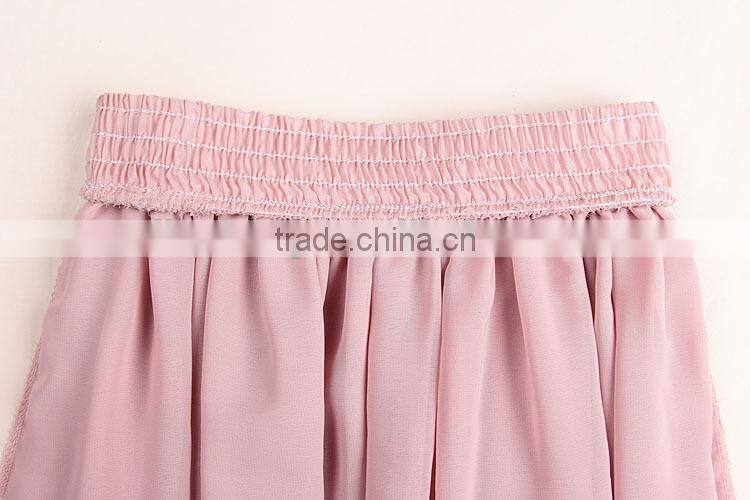 2015 Latest Hot sell Fashion popular girls chiffon mature women short skirt