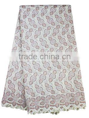 Bestwaytex Factory Price SL02009 Cotton Lace African Swiss Voile Lace Fabric With Stones
