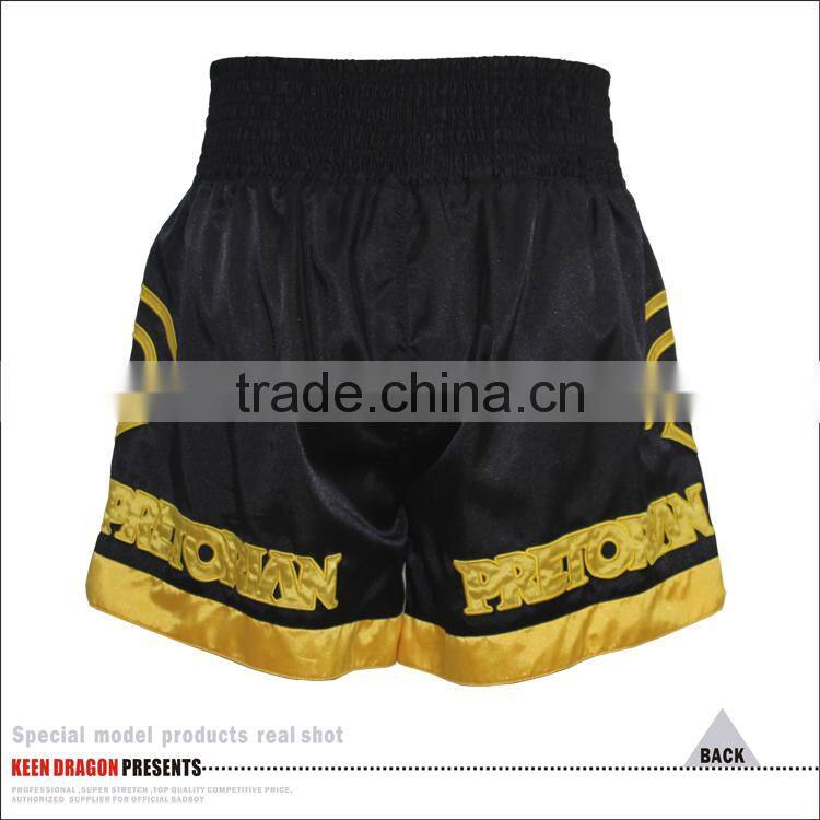 Mens Professional Embroidered Satin Muay Thai Grappling Shorts
