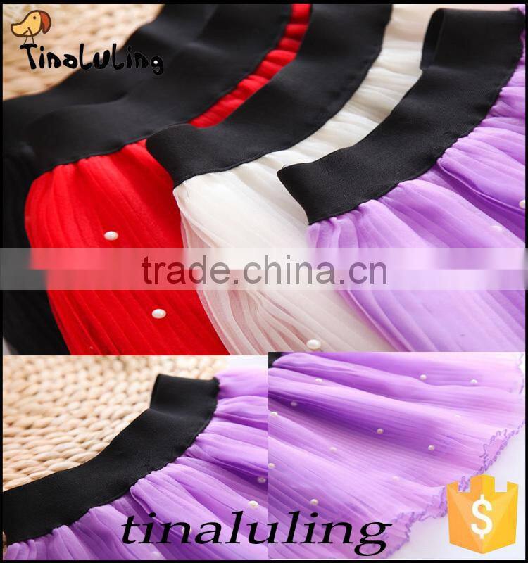 2015 fashion girls short mini skirts with pearl kids chiffon tutu children dancewear