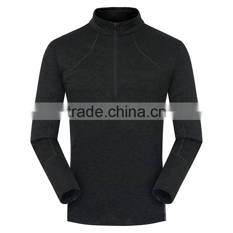 Wholesale Polyester Dri-Fit Breathable Half-Zip Men Running Shirts with Long Sleeves