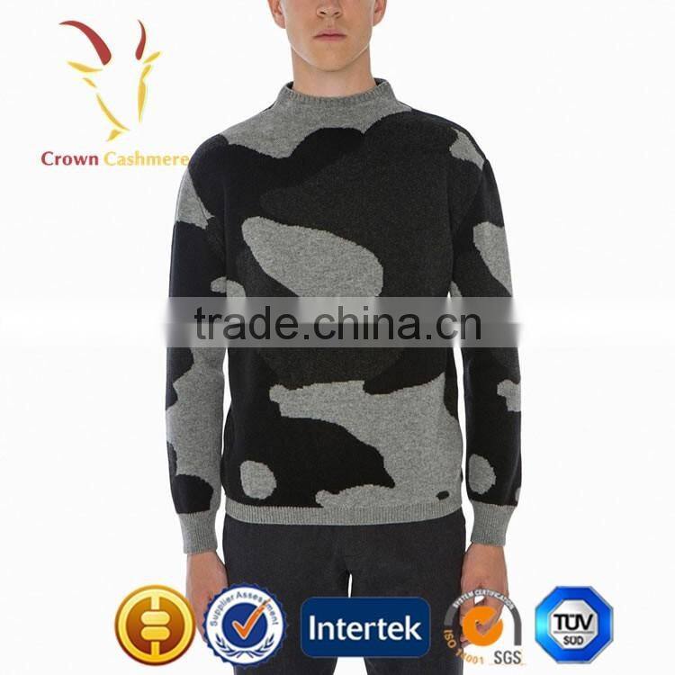 Men Intarsia Sweater Knitting Patterns Pullover Sweater